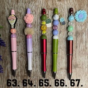 Writing Pen Flower Plant Artisan Beaded Custom Handcrafted Office Stationery